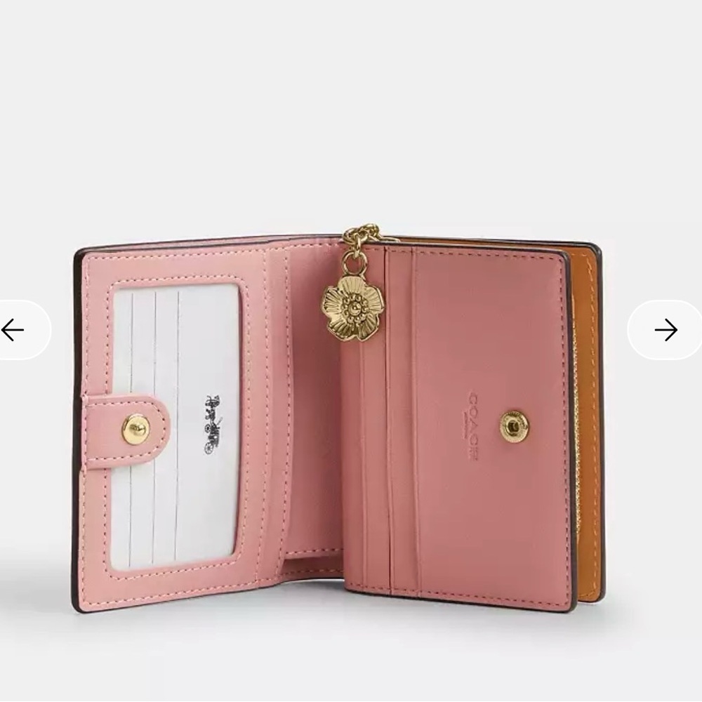 Coach Powder Pink Snap Wallet In Signature Canvas With Charm - Picture 4 of 6